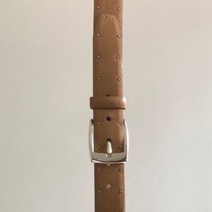 Studded tan leather belt